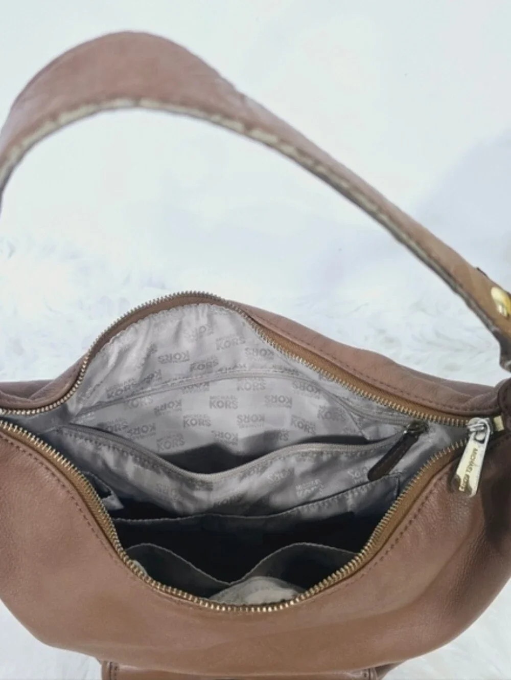 Michael Kors Fulton Hobo Brown Leather Women's Shoulder Bag
